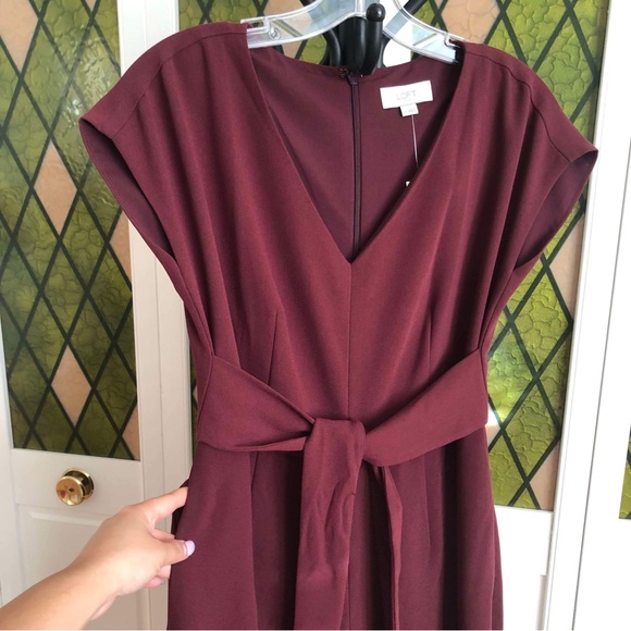 LOFT Burgundy Jumpsuit - Picture 2 of 4